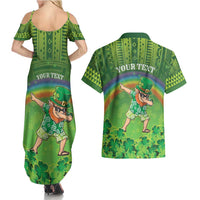 Personalised Hawaii Saint Patrick's Day Couples Matching Summer Maxi Dress and Hawaiian Shirt Let's Get Fit Shaced LT05 - Polynesian Pride