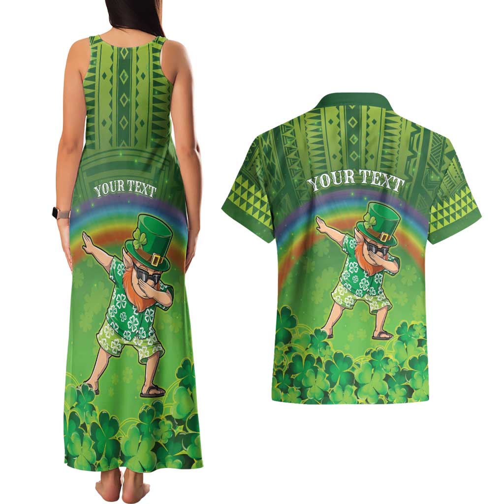 Personalised Hawaii Saint Patrick's Day Couples Matching Tank Maxi Dress and Hawaiian Shirt Let's Get Fit Shaced LT05 - Polynesian Pride