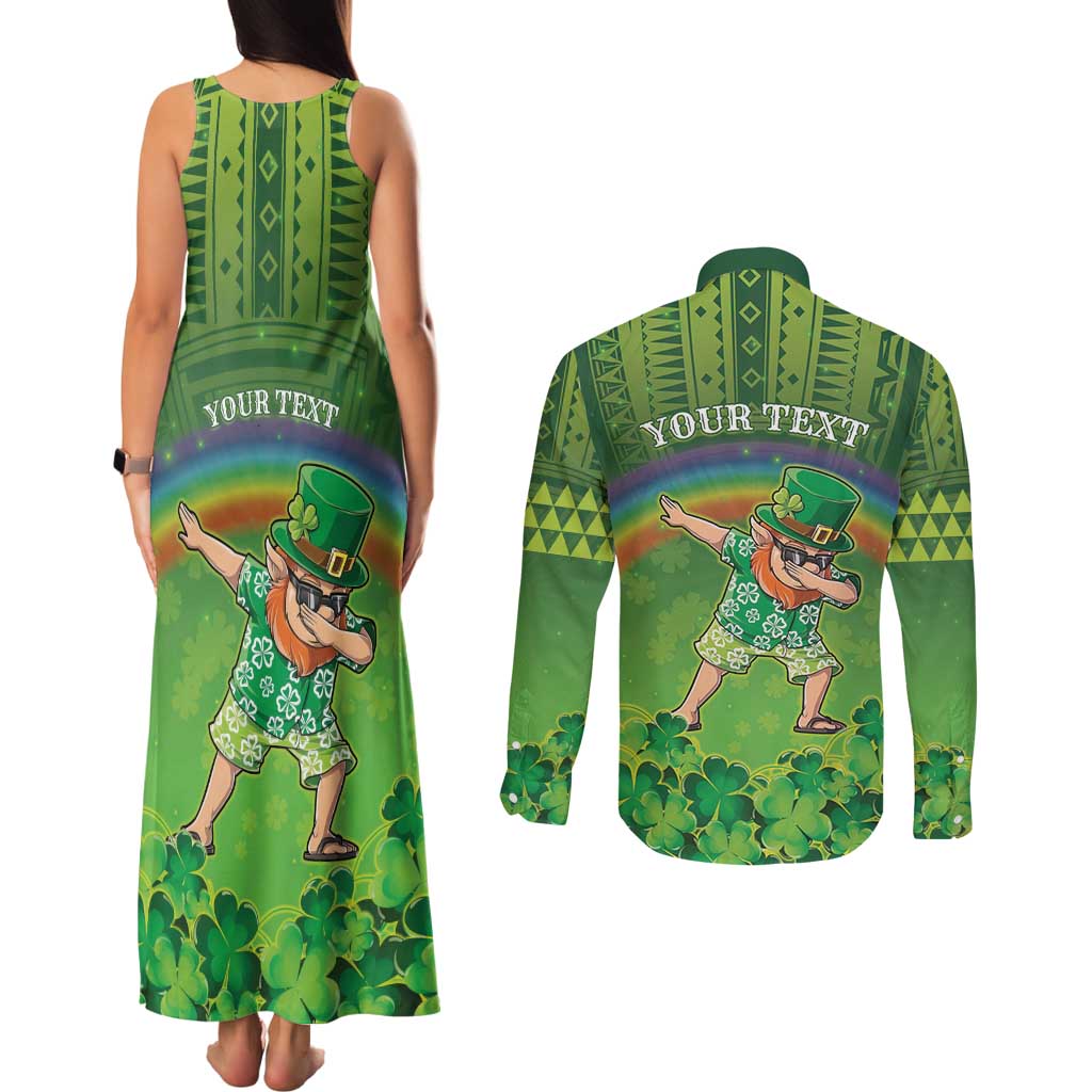 Personalised Hawaii Saint Patrick's Day Couples Matching Tank Maxi Dress and Long Sleeve Button Shirt Let's Get Fit Shaced LT05 - Polynesian Pride