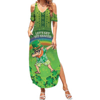 Personalised Hawaii Saint Patrick's Day Summer Maxi Dress Let's Get Fit Shaced LT05 Women Green - Polynesian Pride