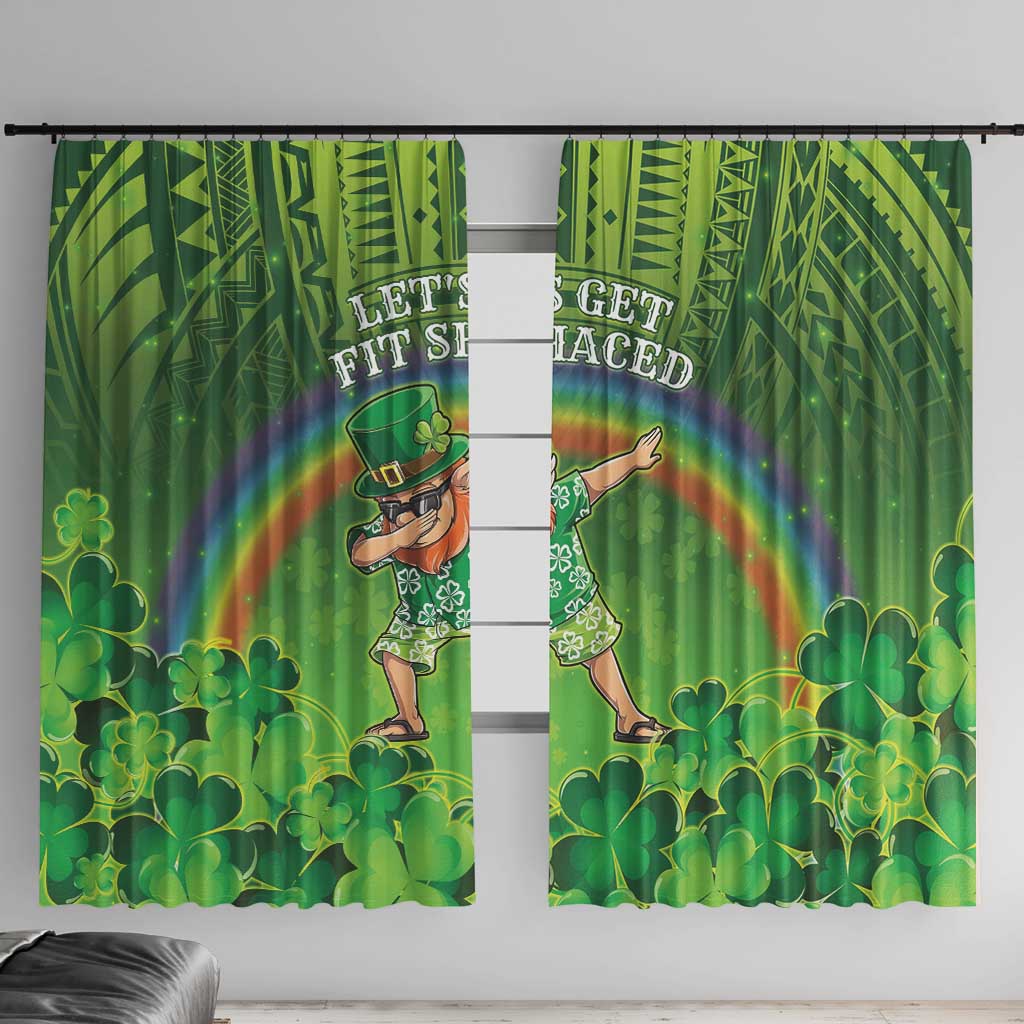 Hawaii Saint Patrick's Day Window Curtain Let's Get Fit Shaced LT05 With Hooks Green - Polynesian Pride