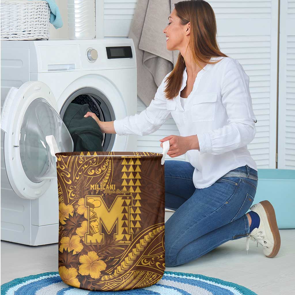 Hawaii Mililani High School Laundry Basket Tribal Tattoo With Hibiscus Flowers LT05 - Polynesian Pride