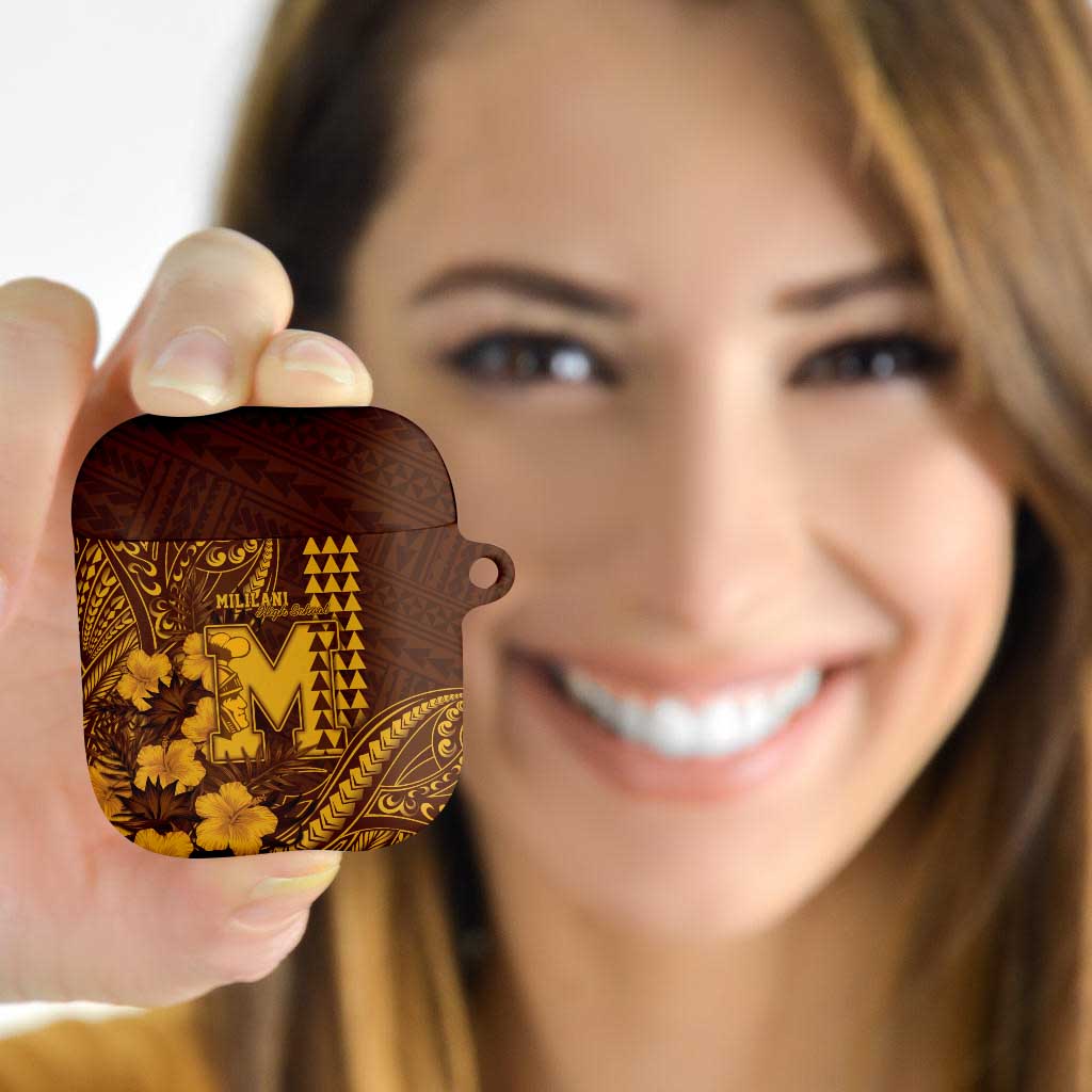 Hawaii Mililani High School AirPods Case Tribal Tattoo With Hibiscus Flowers LT05 - Polynesian Pride