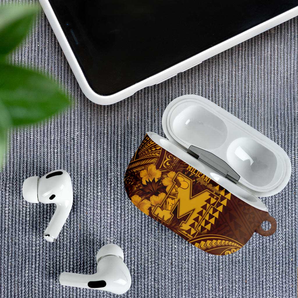 Hawaii Mililani High School AirPods Case Tribal Tattoo With Hibiscus Flowers LT05 - Polynesian Pride