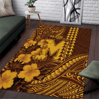 Hawaii Mililani High School Area Rug Tribal Tattoo With Hibiscus Flowers LT05 Brown - Polynesian Pride