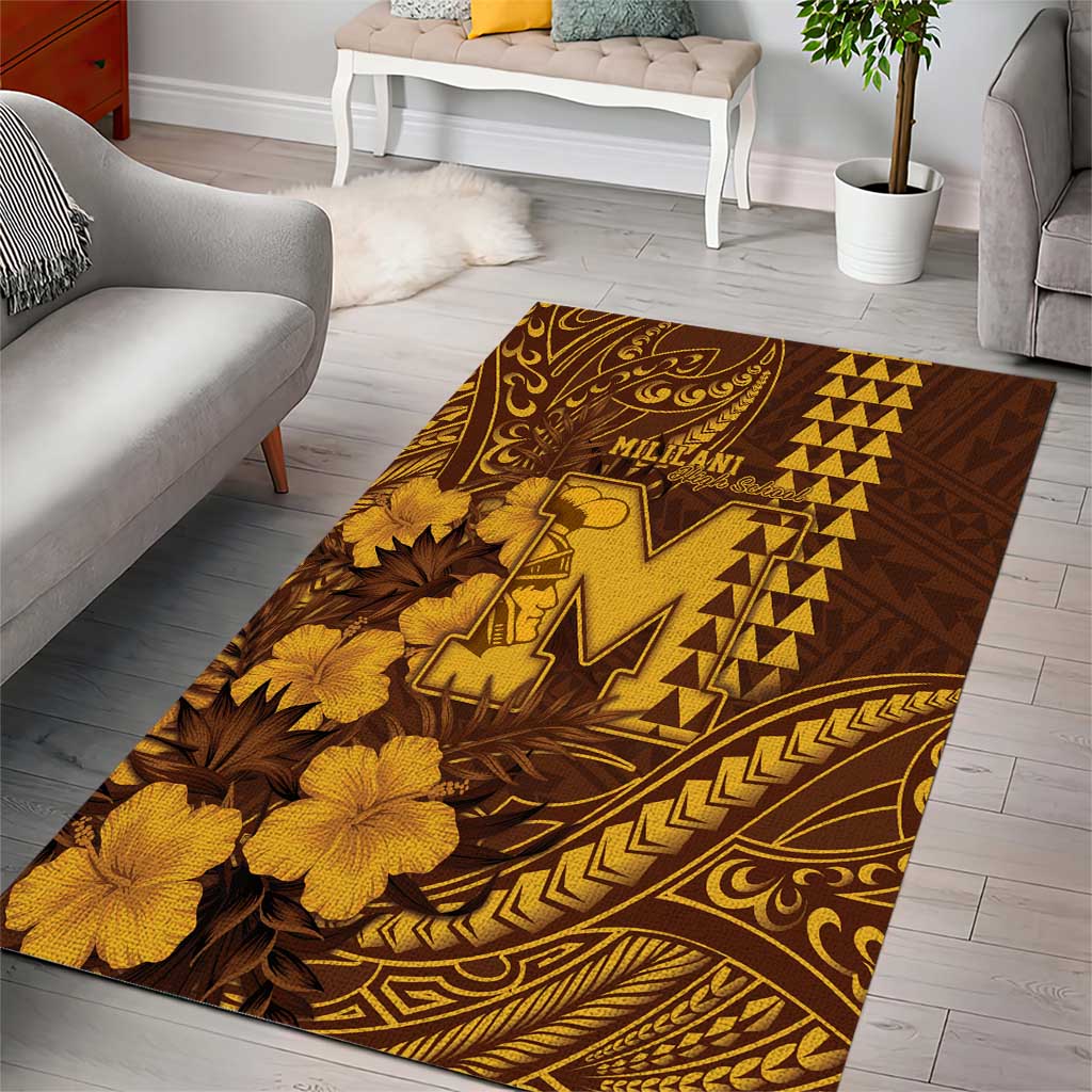 Hawaii Mililani High School Area Rug Tribal Tattoo With Hibiscus Flowers LT05 - Polynesian Pride