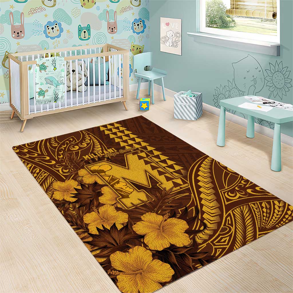 Hawaii Mililani High School Area Rug Tribal Tattoo With Hibiscus Flowers LT05 - Polynesian Pride