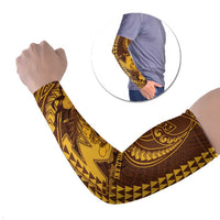 Personalised Hawaii Mililani High School Arm Sleeves Tribal Tattoo With Hibiscus Flowers LT05 Set of 2 Brown - Polynesian Pride