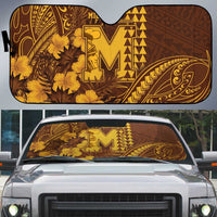 Hawaii Mililani High School Auto Sun Shade Tribal Tattoo With Hibiscus Flowers LT05 Brown - Polynesian Pride