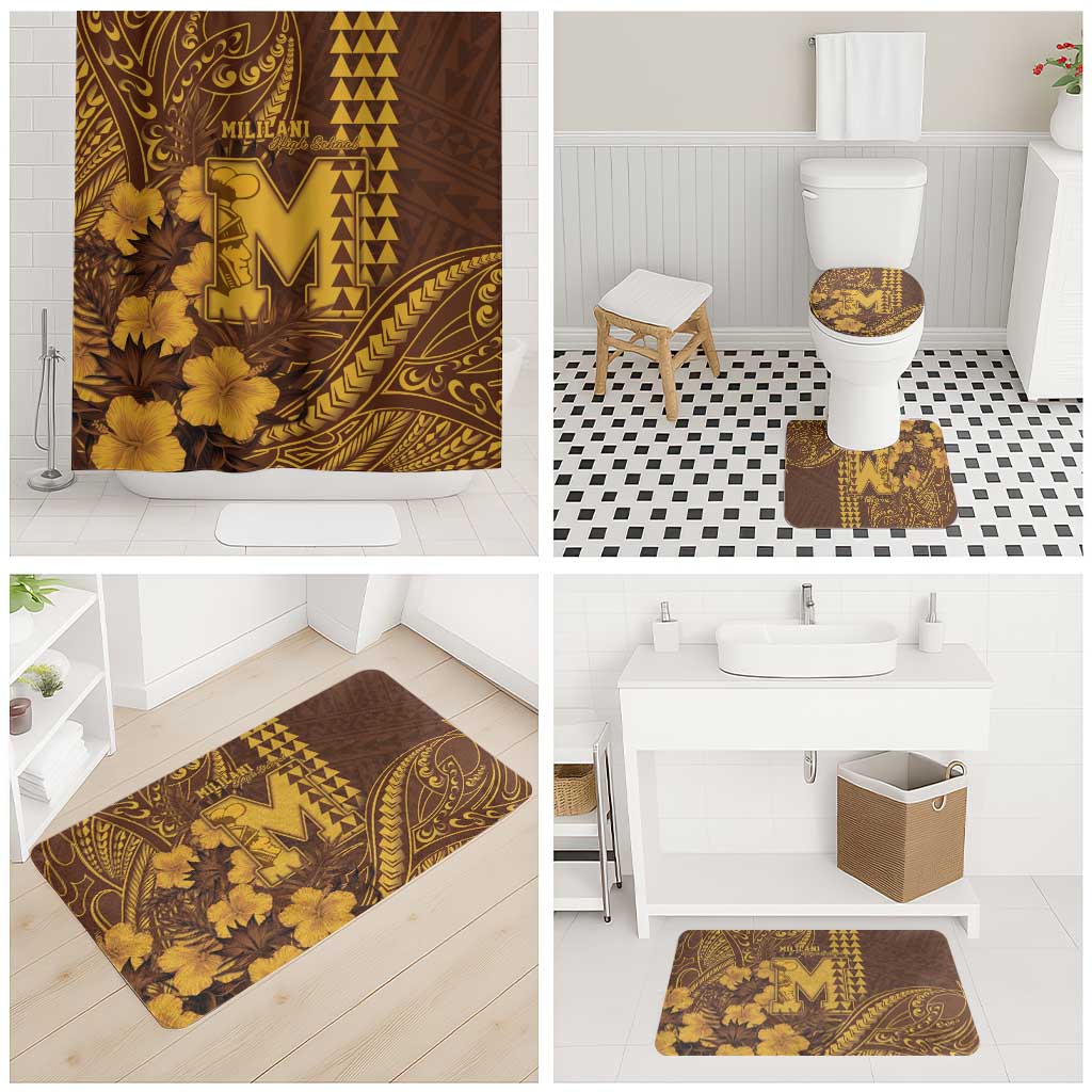 Hawaii Mililani High School Bathroom Set Tribal Tattoo With Hibiscus Flowers LT05 - Polynesian Pride