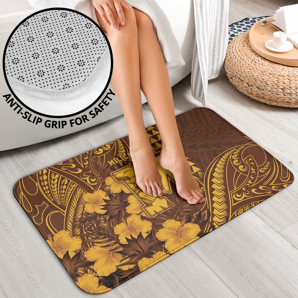 Hawaii Mililani High School Bathroom Set Tribal Tattoo With Hibiscus Flowers LT05 - Polynesian Pride