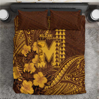 Hawaii Mililani High School Bedding Set Tribal Tattoo With Hibiscus Flowers LT05 Brown - Polynesian Pride