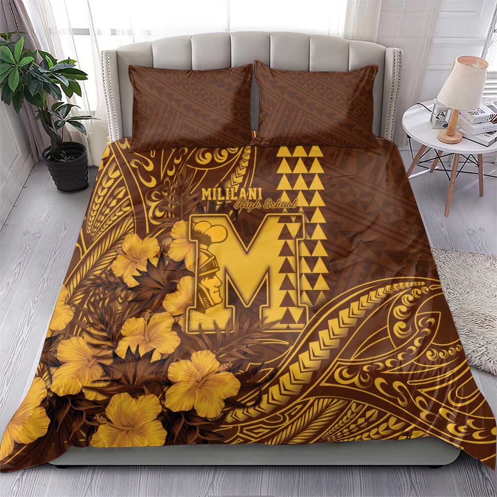 Hawaii Mililani High School Bedding Set Tribal Tattoo With Hibiscus Flowers LT05 - Polynesian Pride