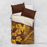 Hawaii Mililani High School Bedding Set Tribal Tattoo With Hibiscus Flowers LT05 US Twin 172cm x 218cm Brown - Polynesian Pride