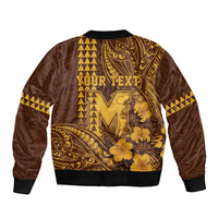 Personalised Hawaii Mililani High School Bomber Jacket Tribal Tattoo With Hibiscus Flowers LT05 - Polynesian Pride