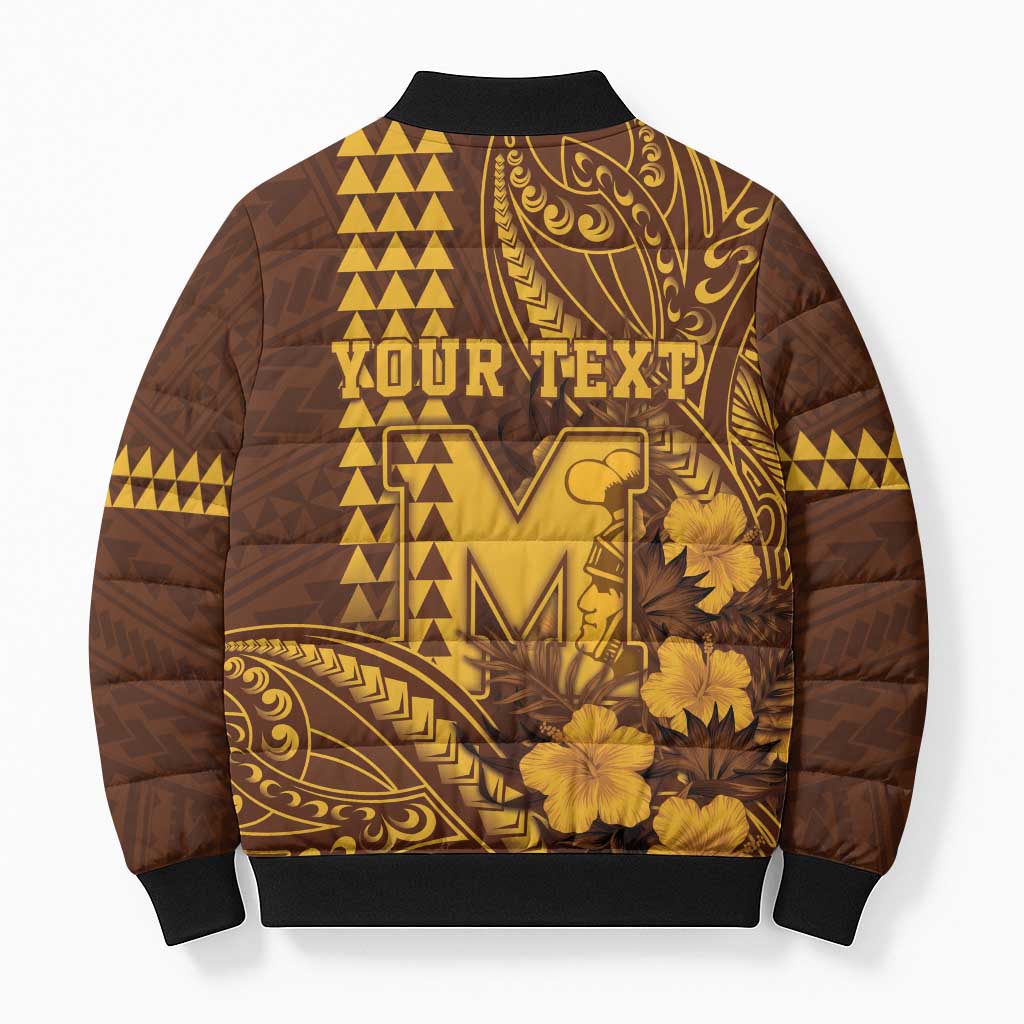 Personalised Hawaii Mililani High School Bomber Puffer Jacket Tribal Tattoo With Hibiscus Flowers LT05 - Polynesian Pride