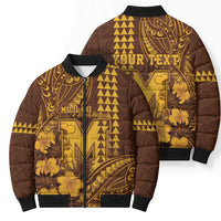 Personalised Hawaii Mililani High School Bomber Puffer Jacket Tribal Tattoo With Hibiscus Flowers LT05 - Polynesian Pride