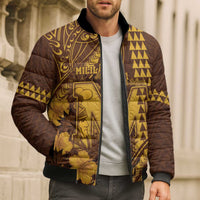 Personalised Hawaii Mililani High School Bomber Puffer Jacket Tribal Tattoo With Hibiscus Flowers LT05 - Polynesian Pride