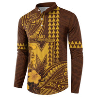 Personalised Hawaii Mililani High School Button Sweatshirt Tribal Tattoo With Hibiscus Flowers LT05 - Polynesian Pride