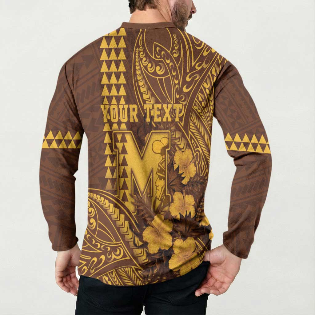 Personalised Hawaii Mililani High School Button Sweatshirt Tribal Tattoo With Hibiscus Flowers LT05 - Polynesian Pride