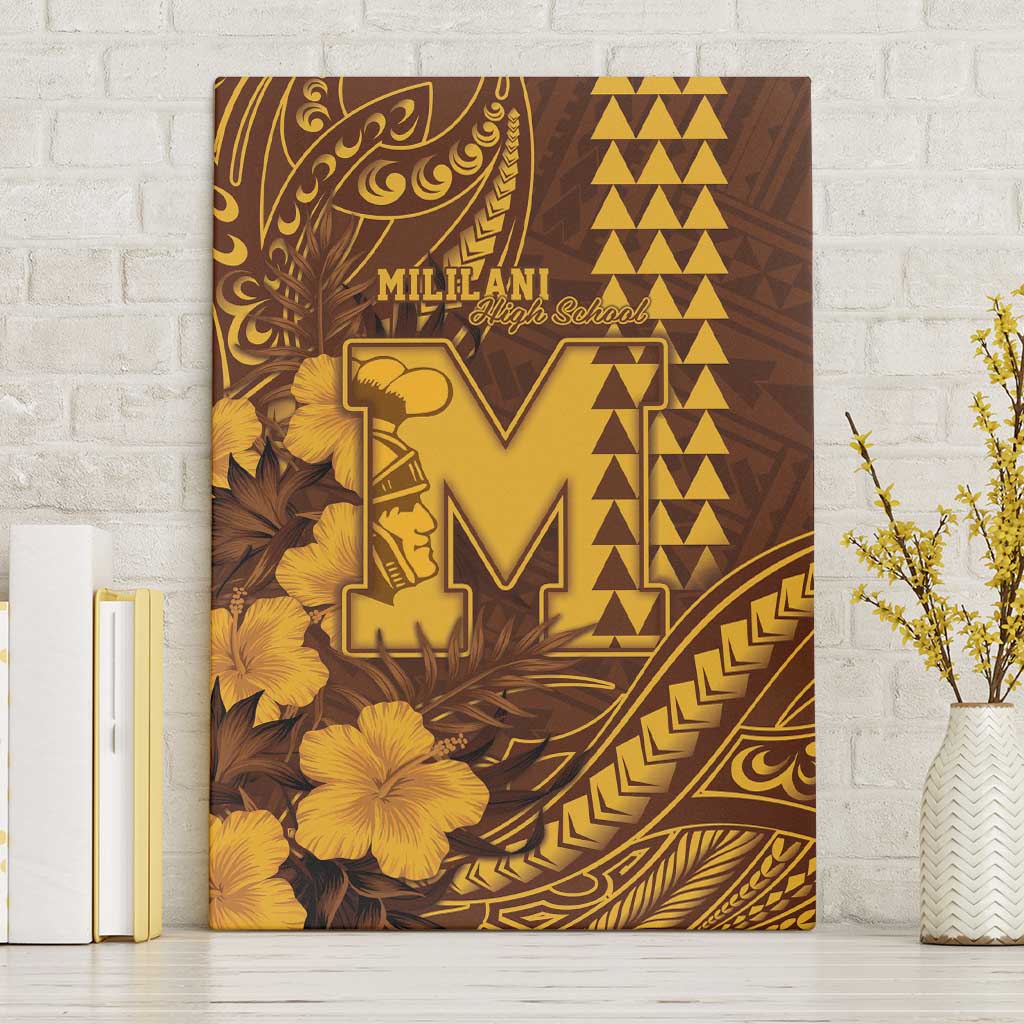Hawaii Mililani High School Canvas Wall Art Tribal Tattoo With Hibiscus Flowers