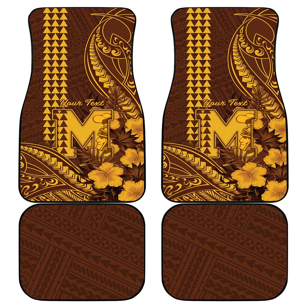 Personalised Hawaii Mililani High School Car Mats Tribal Tattoo With Hibiscus Flowers LT05 - Polynesian Pride