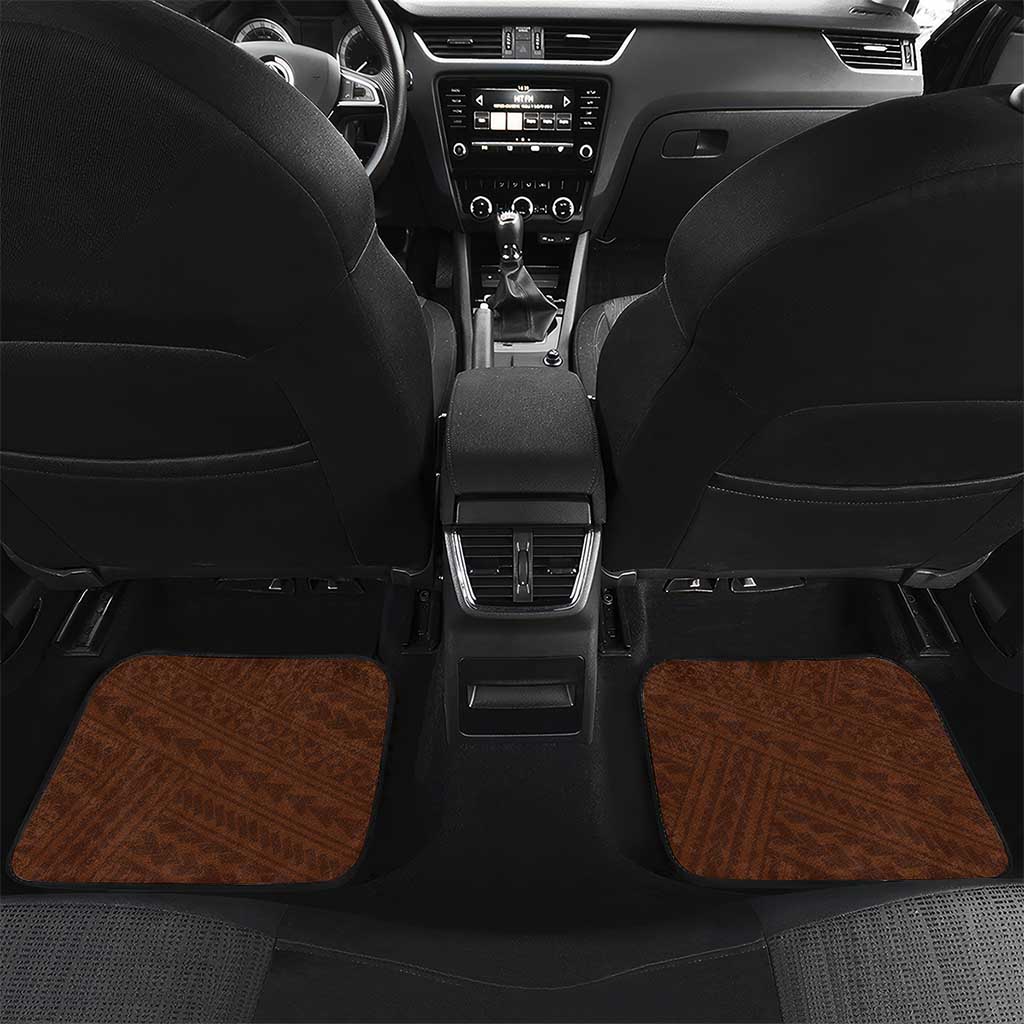 Personalised Hawaii Mililani High School Car Mats Tribal Tattoo With Hibiscus Flowers LT05 Set 2pcs - Back Brown - Polynesian Pride