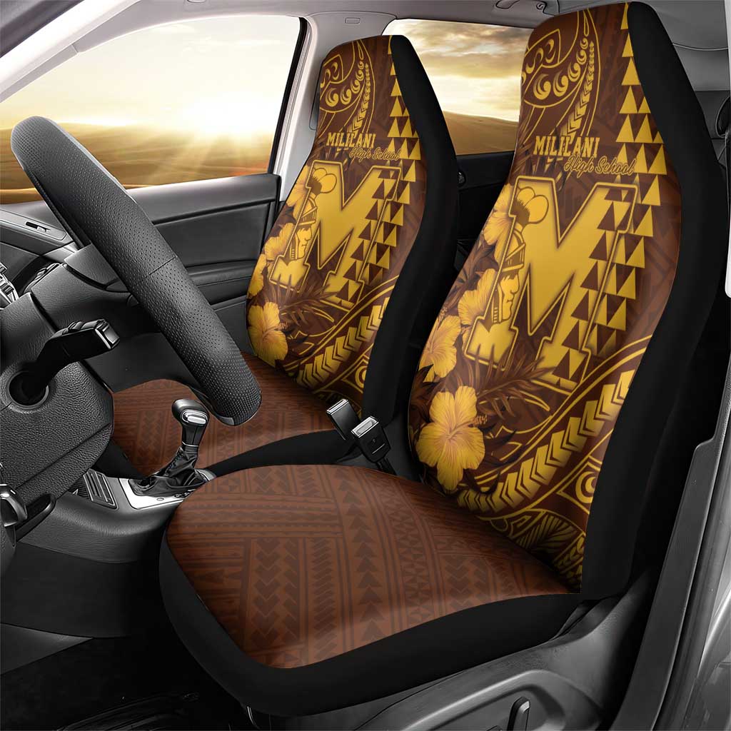 Hawaii Mililani High School Car Seat Cover Tribal Tattoo With Hibiscus Flowers LT05 - Polynesian Pride