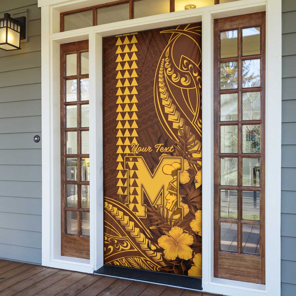Personalised Hawaii Mililani High School Door Cover Tribal Tattoo With Hibiscus Flowers LT05 - Polynesian Pride