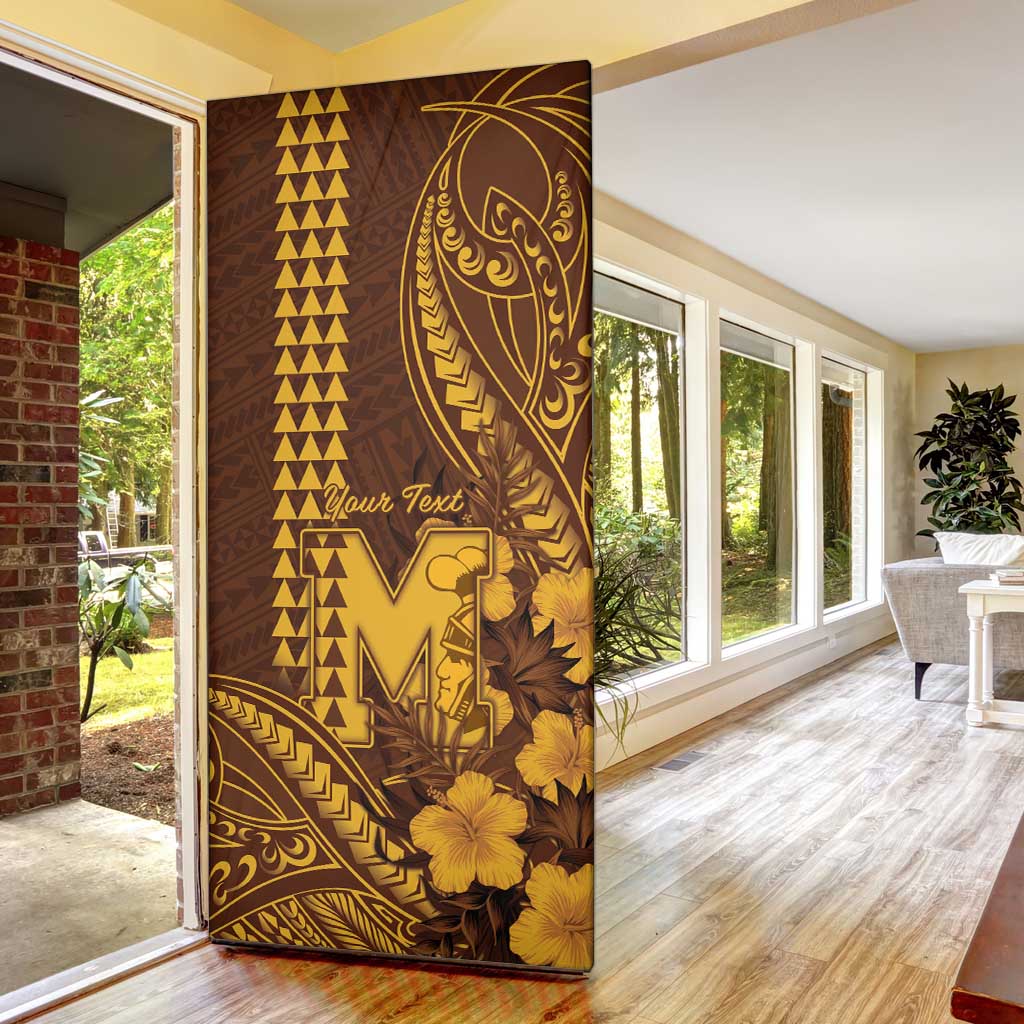 Personalised Hawaii Mililani High School Door Cover Tribal Tattoo With Hibiscus Flowers LT05 - Polynesian Pride