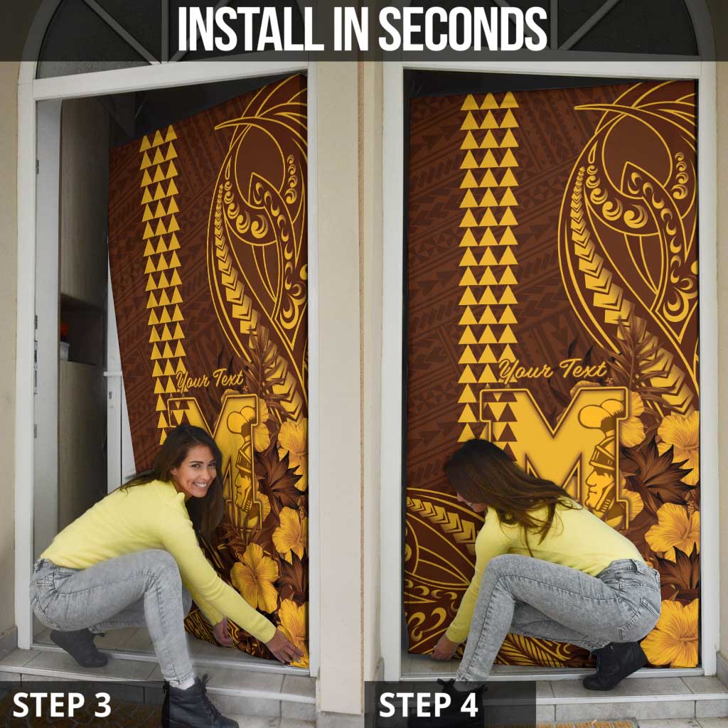 Personalised Hawaii Mililani High School Door Cover Tribal Tattoo With Hibiscus Flowers LT05 - Polynesian Pride