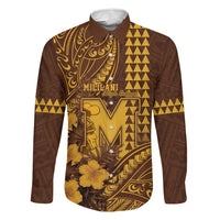 Personalised Hawaii Mililani High School Family Matching Off The Shoulder Long Sleeve Dress and Hawaiian Shirt Tribal Tattoo With Hibiscus Flowers