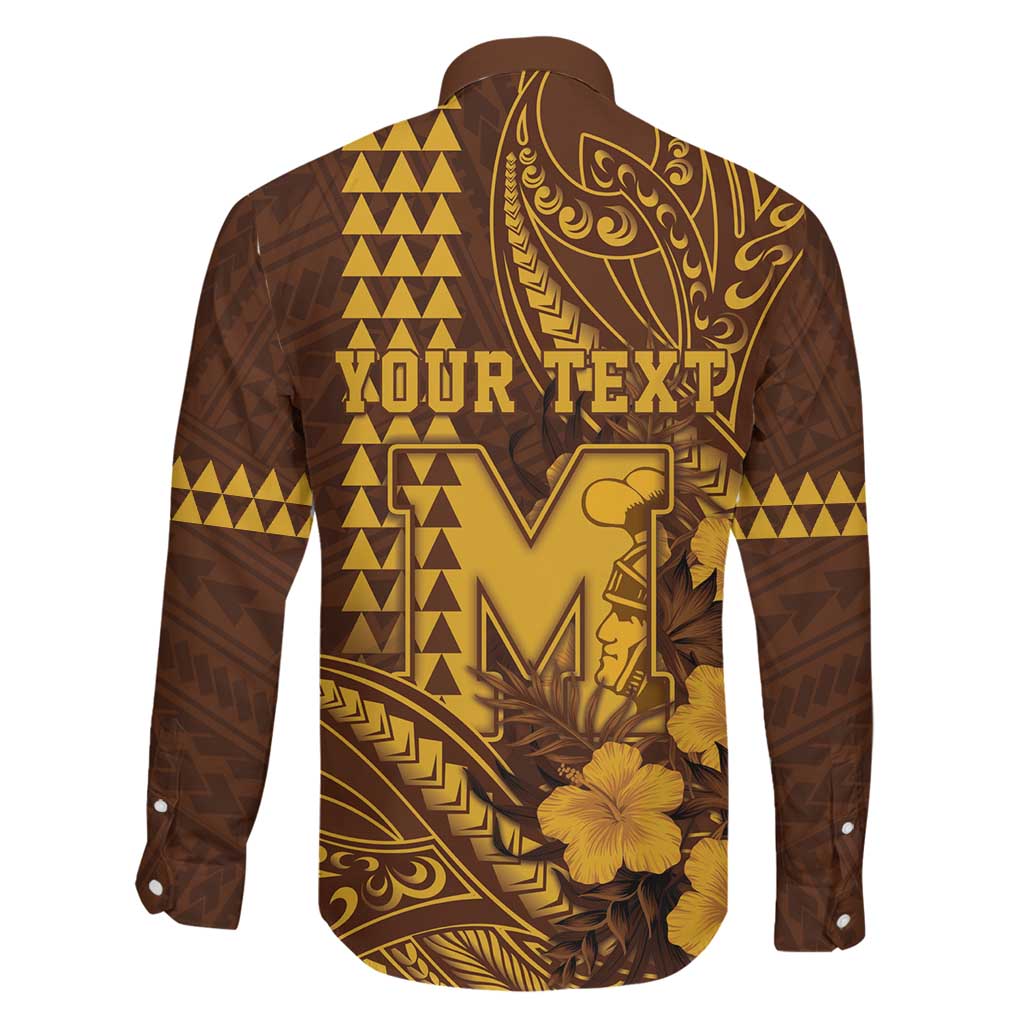 Personalised Hawaii Mililani High School Family Matching Off The Shoulder Long Sleeve Dress and Hawaiian Shirt Tribal Tattoo With Hibiscus Flowers