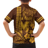 Personalised Hawaii Mililani High School Family Matching Off Shoulder Maxi Dress and Hawaiian Shirt Tribal Tattoo With Hibiscus Flowers
