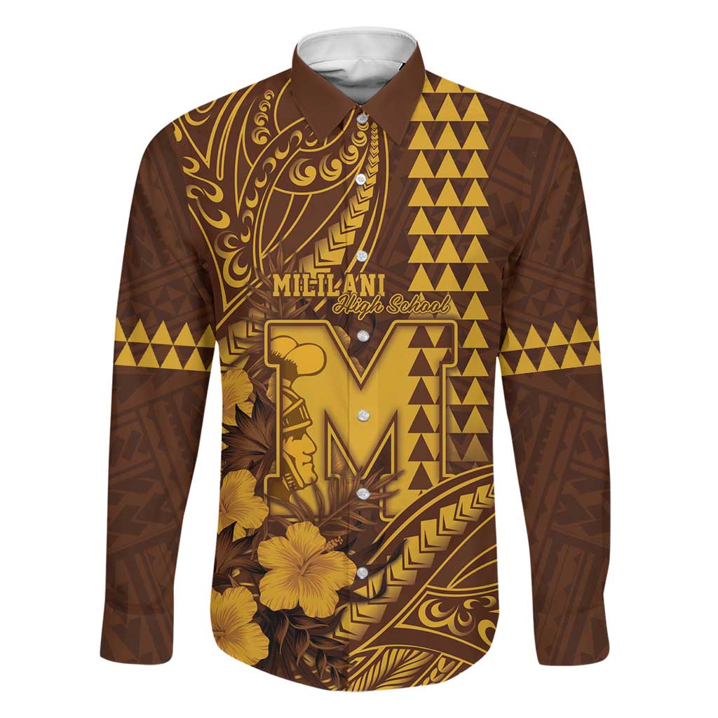 Personalised Hawaii Mililani High School Family Matching Off Shoulder Maxi Dress and Hawaiian Shirt Tribal Tattoo With Hibiscus Flowers
