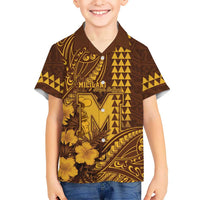 Personalised Hawaii Mililani High School Family Matching Off Shoulder Maxi Dress and Hawaiian Shirt Tribal Tattoo With Hibiscus Flowers