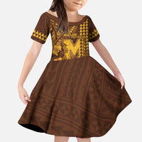 Personalised Hawaii Mililani High School Family Matching Short Sleeve Bodycon Dress and Hawaiian Shirt Tribal Tattoo With Hibiscus Flowers