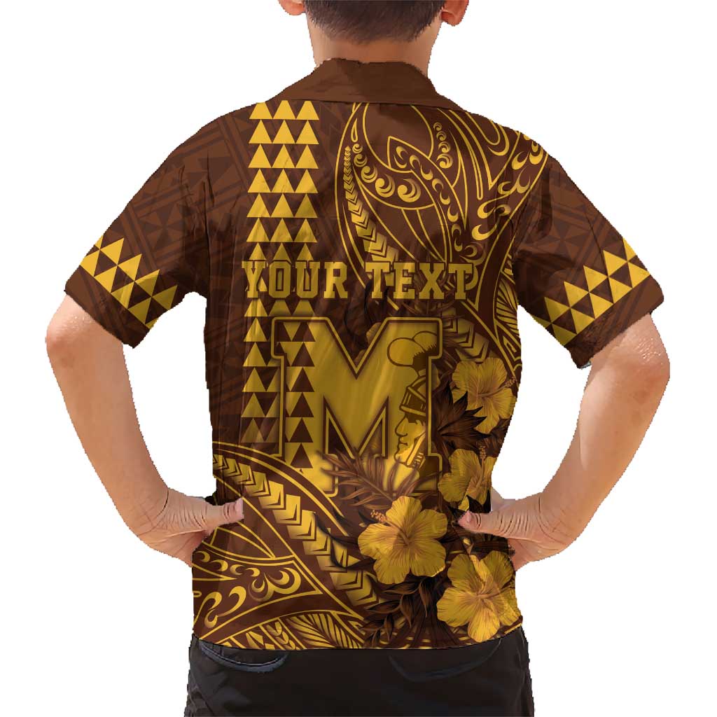 Personalised Hawaii Mililani High School Family Matching Tank Maxi Dress and Hawaiian Shirt Tribal Tattoo With Hibiscus Flowers