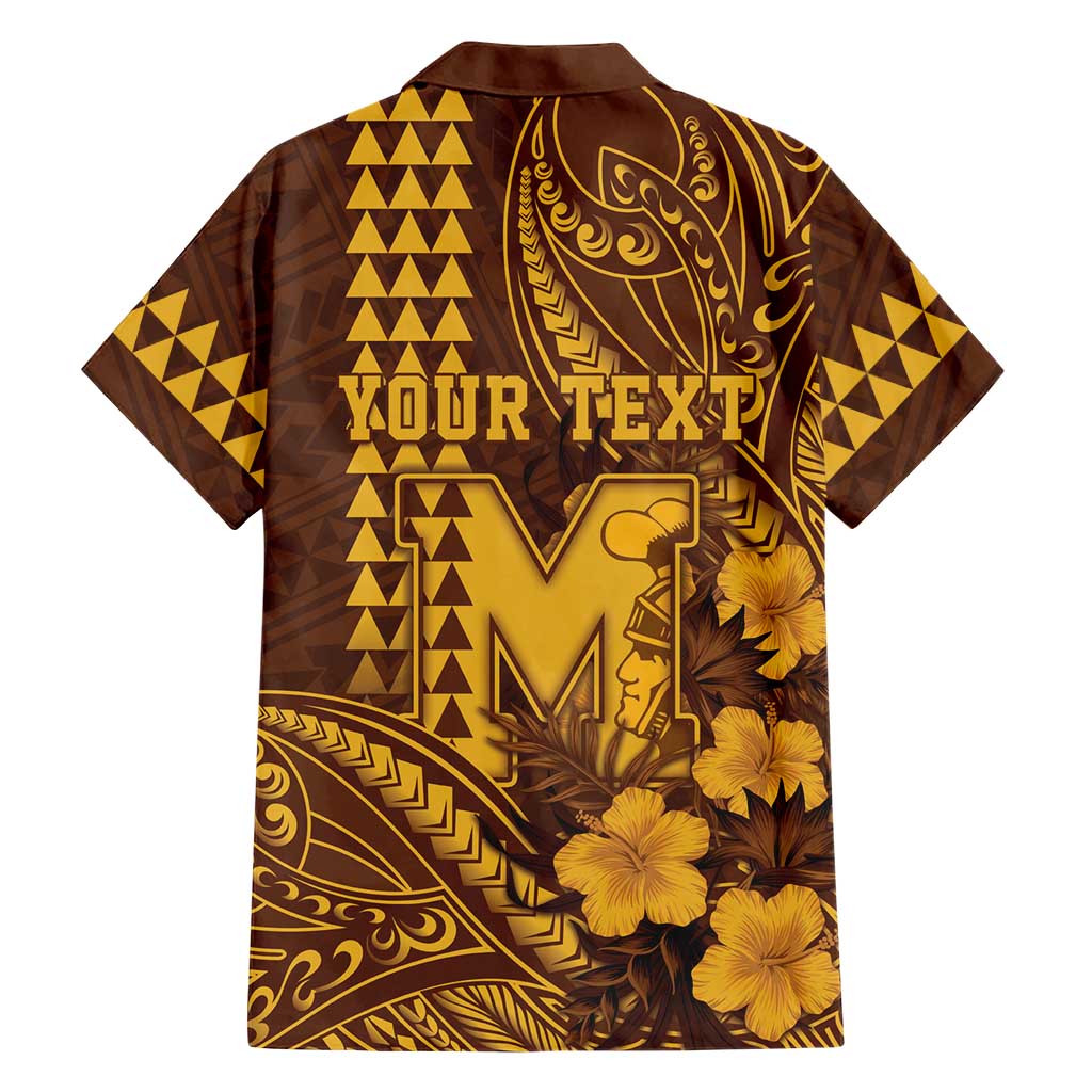 Personalised Hawaii Mililani High School Family Matching Tank Maxi Dress and Hawaiian Shirt Tribal Tattoo With Hibiscus Flowers