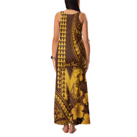 Personalised Hawaii Mililani High School Family Matching Tank Maxi Dress and Hawaiian Shirt Tribal Tattoo With Hibiscus Flowers