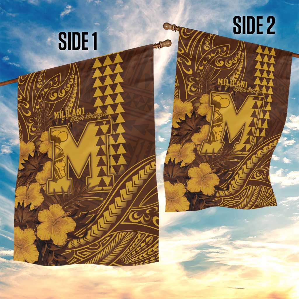 Hawaii Mililani High School Garden Flag Tribal Tattoo With Hibiscus Flowers LT05 - Polynesian Pride