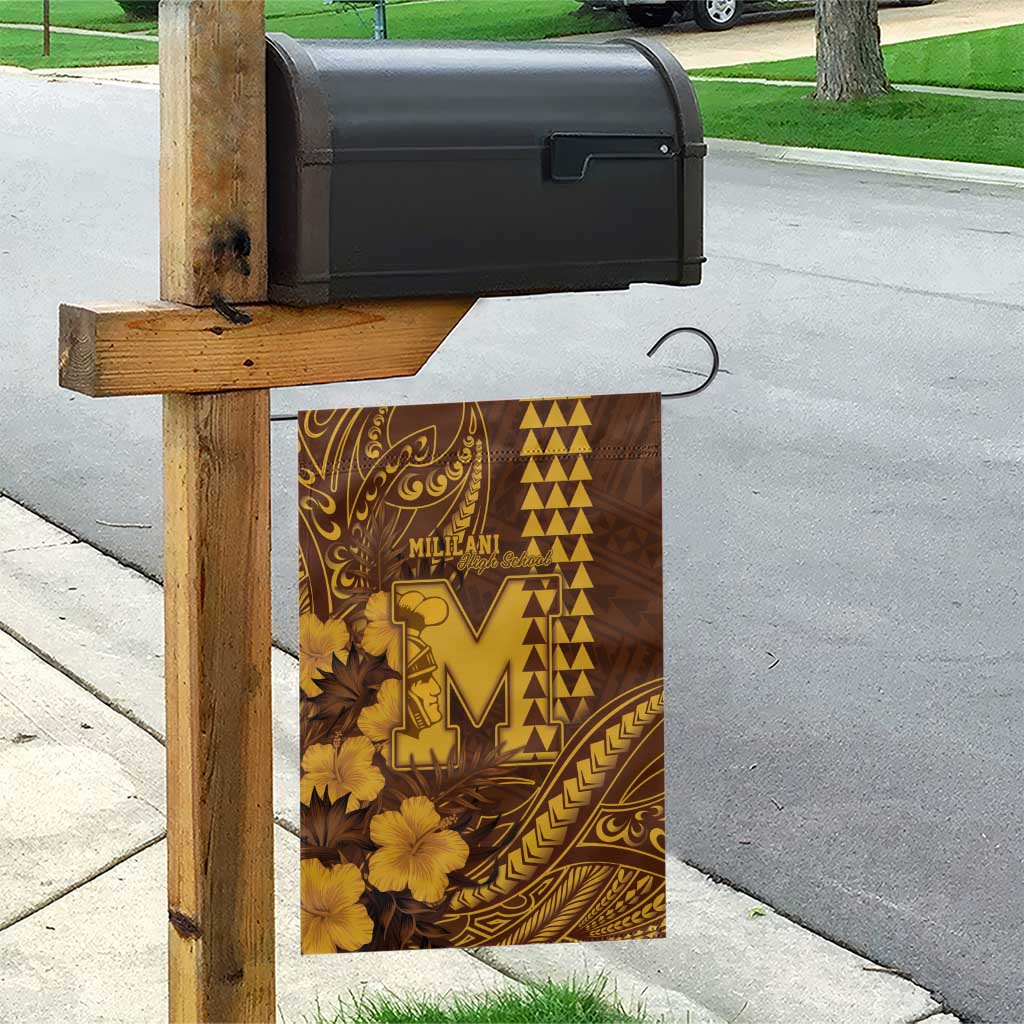 Hawaii Mililani High School Garden Flag Tribal Tattoo With Hibiscus Flowers LT05 - Polynesian Pride