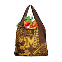 Hawaii Mililani High School Grocery Bag Tribal Tattoo With Hibiscus Flowers LT05 1-pack One Size Brown - Polynesian Pride
