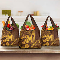 Hawaii Mililani High School Grocery Bag Tribal Tattoo With Hibiscus Flowers LT05 3-pack One Size Brown - Polynesian Pride