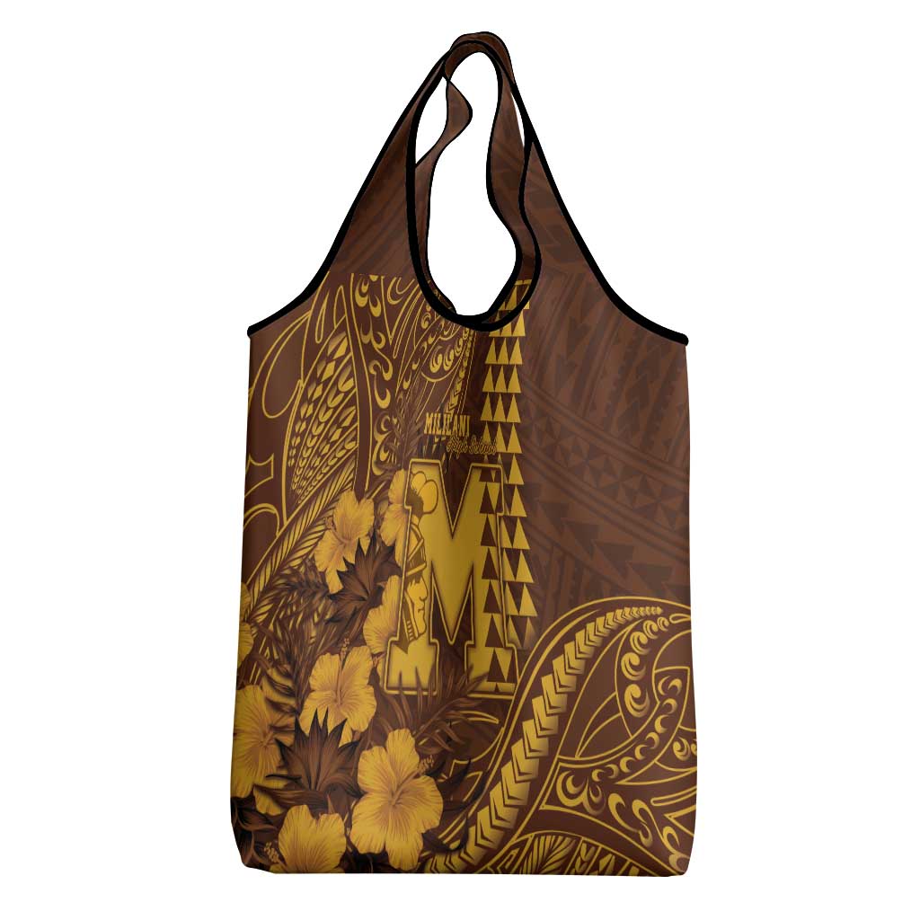 Hawaii Mililani High School Grocery Bag Tribal Tattoo With Hibiscus Flowers LT05 - Polynesian Pride