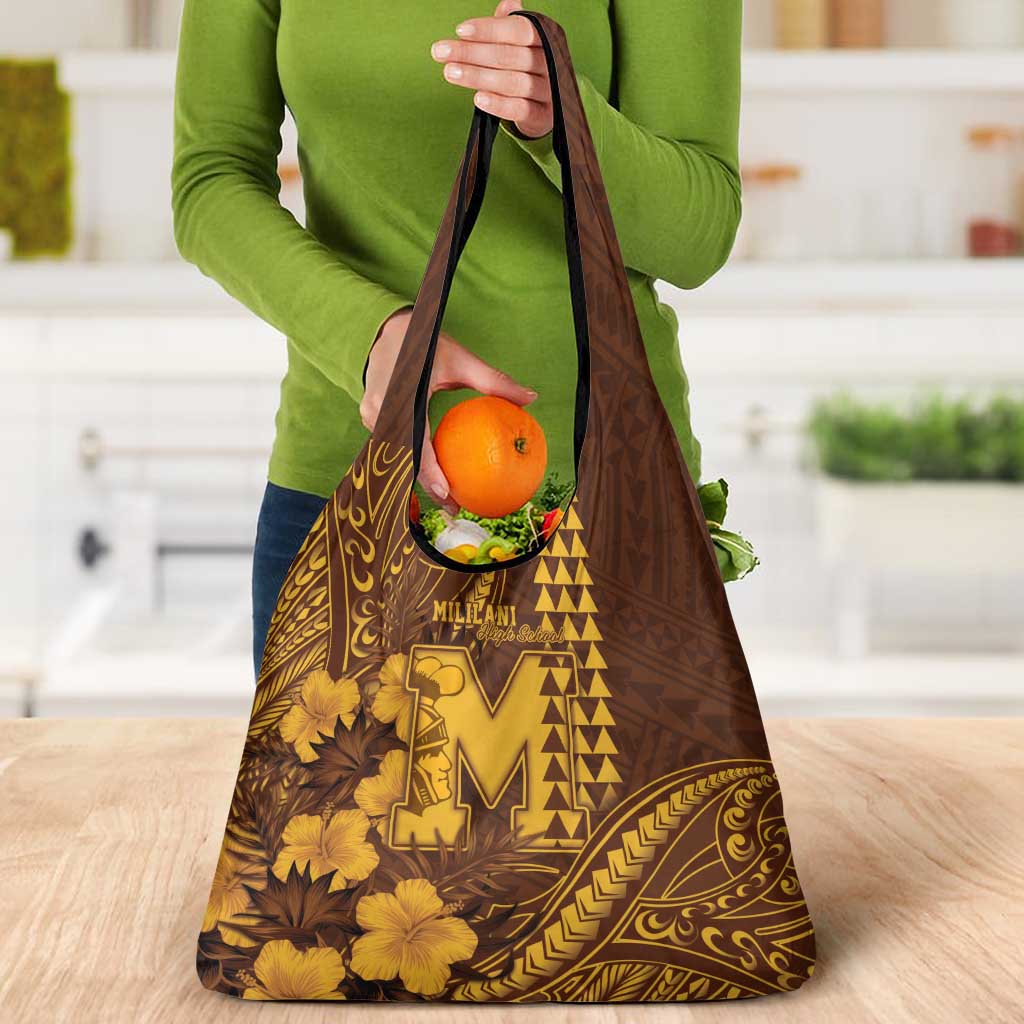 Hawaii Mililani High School Grocery Bag Tribal Tattoo With Hibiscus Flowers LT05 - Polynesian Pride