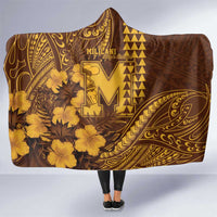 Hawaii Mililani High School Hooded Blanket Tribal Tattoo With Hibiscus Flowers LT05 One Size Brown - Polynesian Pride