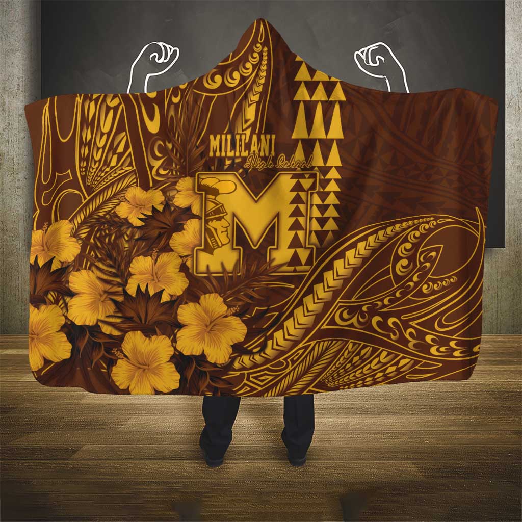 Hawaii Mililani High School Hooded Blanket Tribal Tattoo With Hibiscus Flowers LT05 - Polynesian Pride