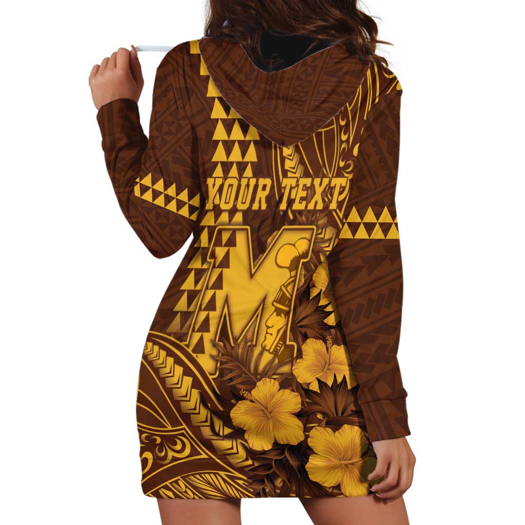 Personalised Hawaii Mililani High School Hoodie Dress Tribal Tattoo With Hibiscus Flowers