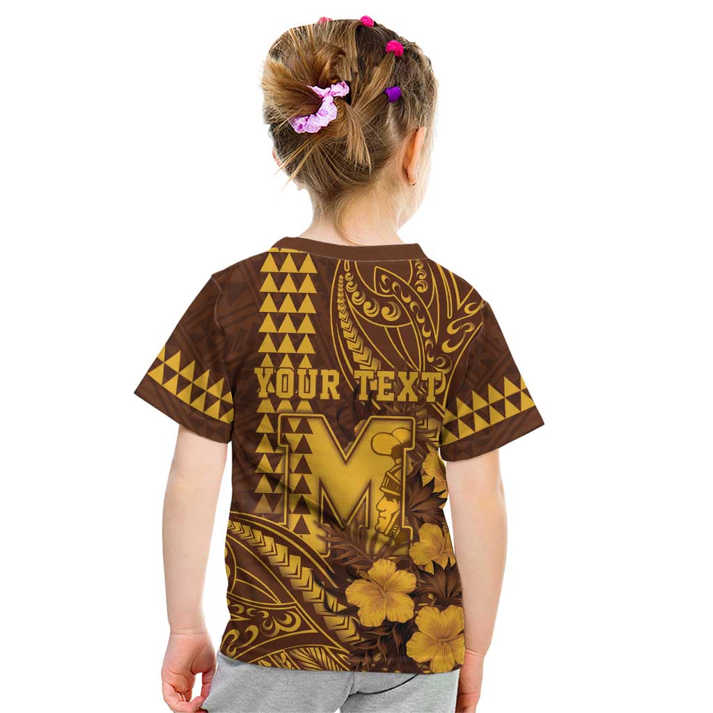 Personalised Hawaii Mililani High School Kid T Shirt Tribal Tattoo With Hibiscus Flowers LT05 - Polynesian Pride